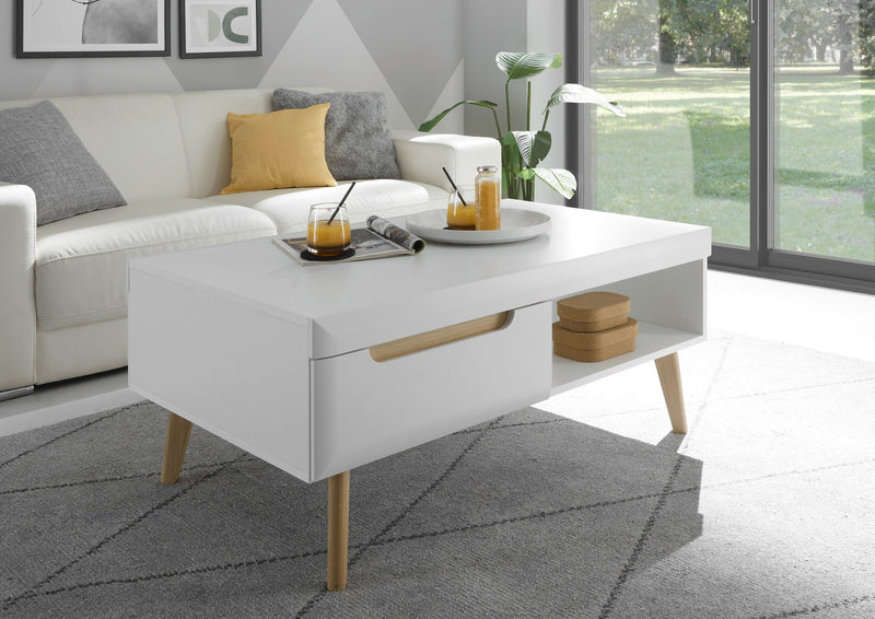 Masuta de cafea Torge cu design scandinav albă 63x107 cm - LunaHome.ro