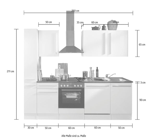 Mobilier bucatarie Jazz culoare stejar cu antracit 250 cm lățime