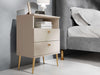 Noptiera Elyria cu design elegant bej, manere metalice 50 cm - LunaHome.ro