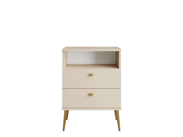 Noptiera Elyria cu design elegant bej, manere metalice 50 cm - LunaHome.ro