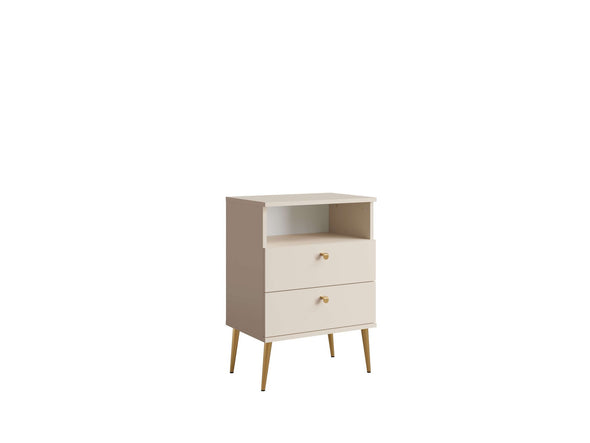 Noptiera Elyria cu design elegant bej, manere metalice 50 cm - LunaHome.ro