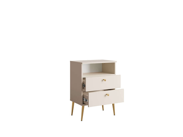 Noptiera Elyria cu design elegant bej, manere metalice 50 cm - LunaHome.ro
