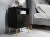 Noptiera Elyria cu design elegant negru, manere metalice 50 cm - LunaHome.ro