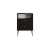 Noptiera Elyria cu design elegant negru, manere metalice 50 cm - LunaHome.ro