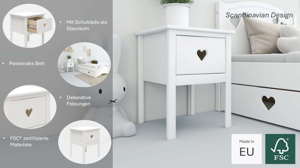 Noptieră Luttenhutt Bee din lemn de pin si Mdf alb 43 cm - LunaHome.ro