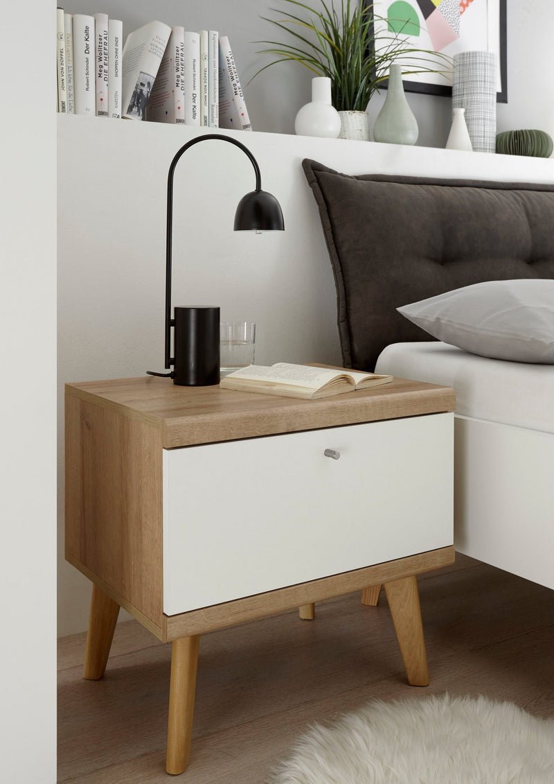 Noptiera Merle cu design scandinav alb 54 cm lățime - LunaHome.ro