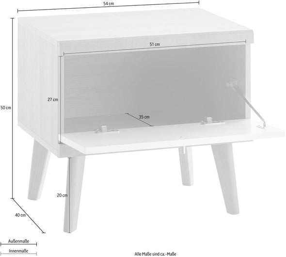 Noptiera Merle cu design scandinav alb 54 cm lățime
