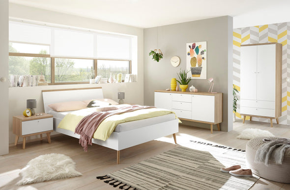 Noptiera Merle cu design scandinav alb 54 cm lățime