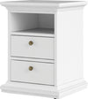 Noptiera Paris albă in stil romantic cu 2 sertare 44 cm lățime - LunaHome.ro
