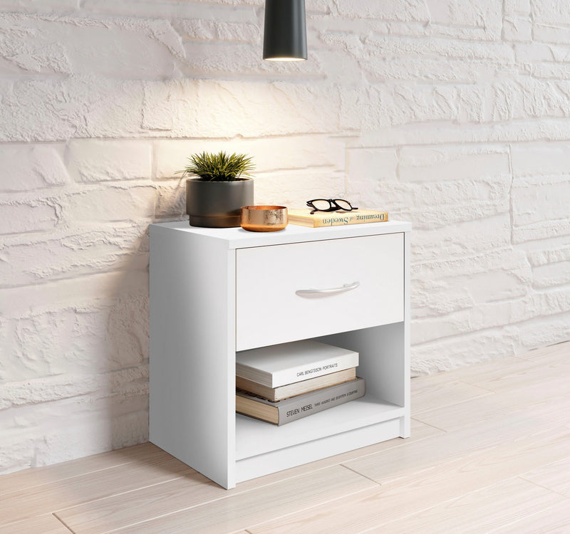 Noptieră Pepe albă cu un sertar lățime 39 cm - LunaHome.ro