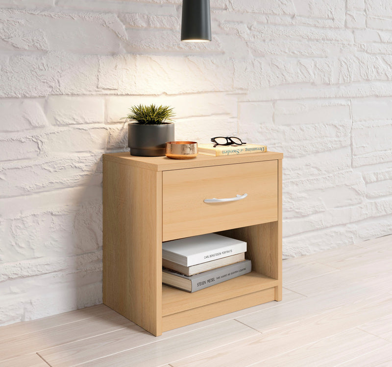 Noptieră Pepe culoarea fagului cu un sertar lățime 39 cm - LunaHome.ro
