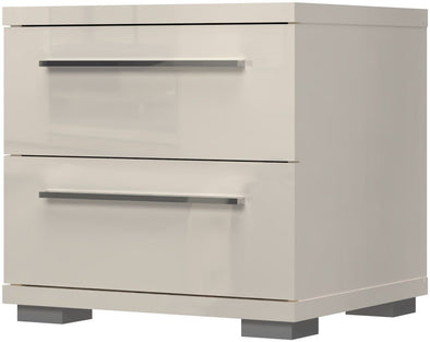Noptieră Piano bej lucios cu 2 sertare, 45 cm lățime - LunaHome.ro