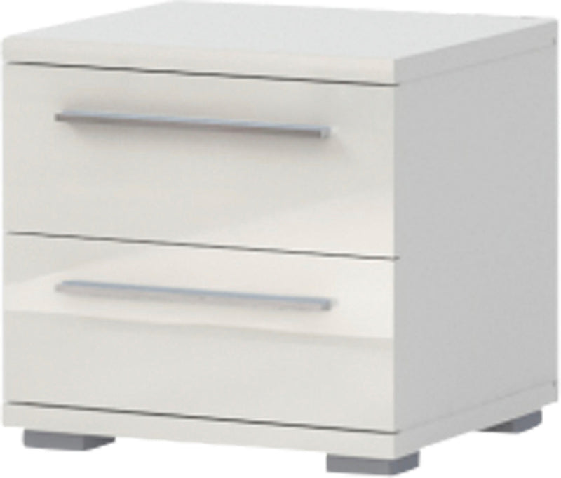 Noptieră Piano bej lucios cu 2 sertare, 45 cm lățime - LunaHome.ro