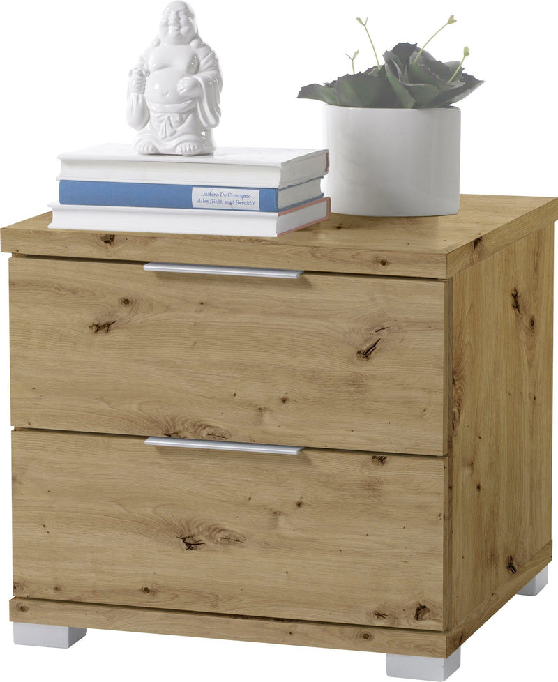 Noptiera Sleep culoare stejar cu 2 sertare 46 cm lățime - LunaHome.ro