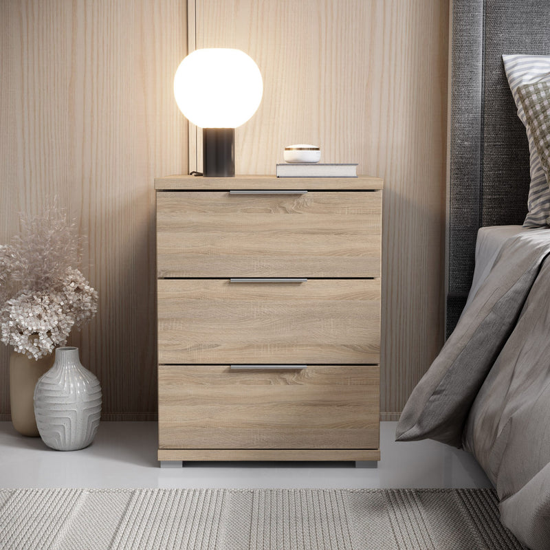 Noptiera Smilla cu 3 sertare culoare stejar 46 cm lățime - LunaHome.ro
