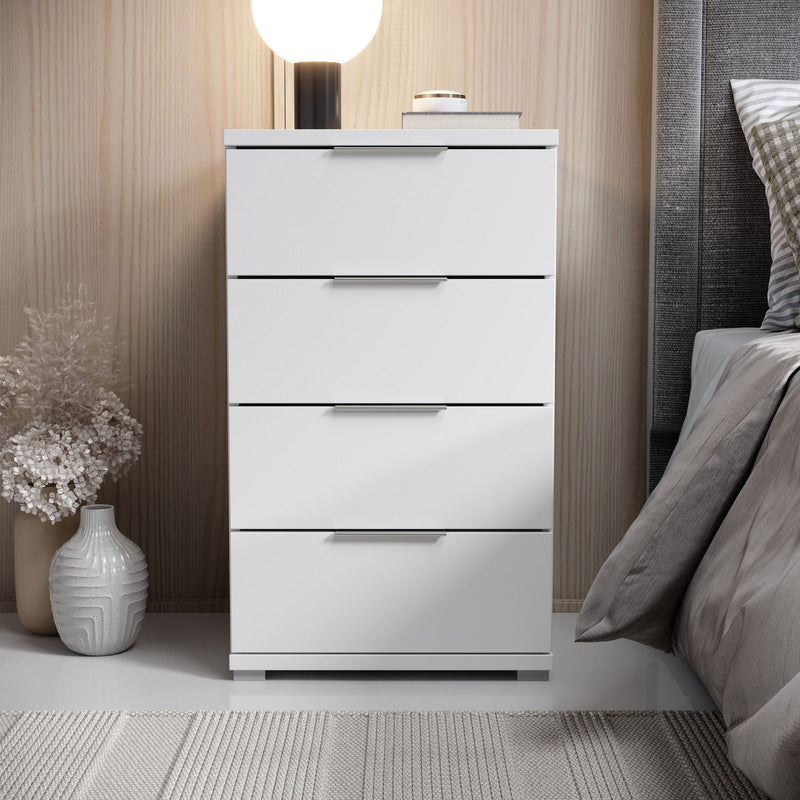 Noptiera Smilla cu 4 sertare culoare alba 46 cm lățime - LunaHome.ro