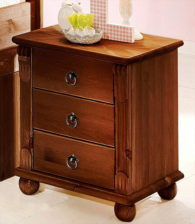 Noptiera din lemn masiv de pin Ticino maro inchis 45 cm - LunaHome.ro