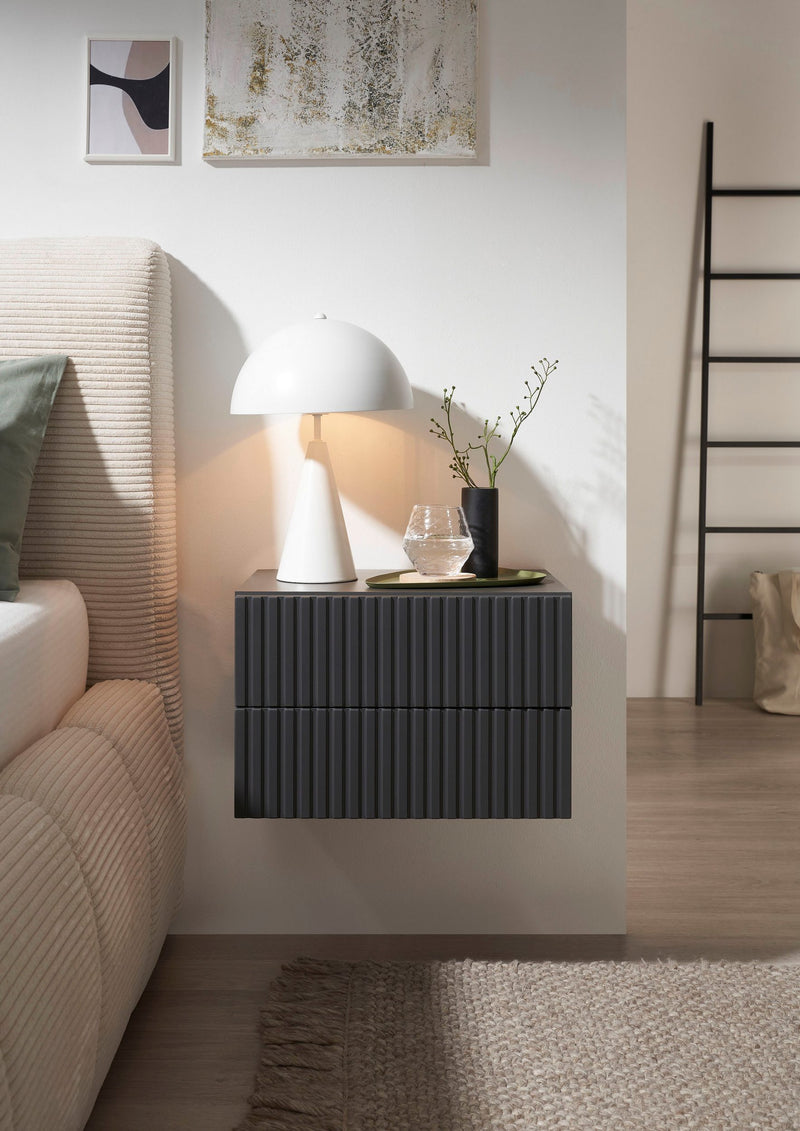 Noptiera suspendata Taboni cu 2 sertare gri grafit 42 cm - LunaHome.ro