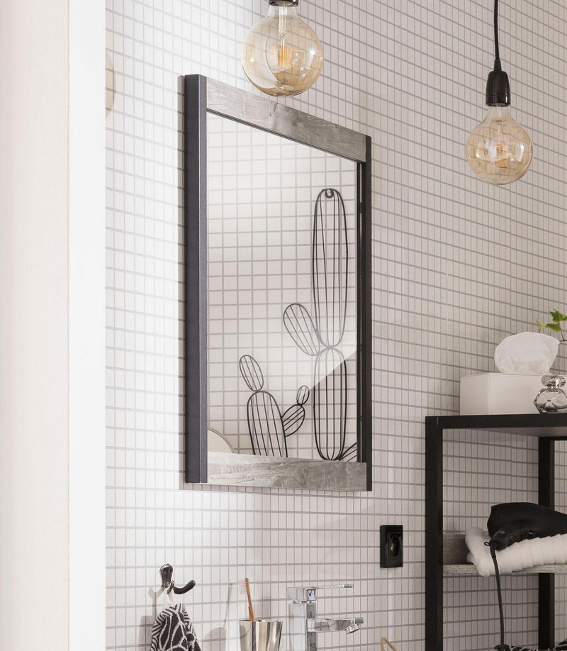 Oglinda Chris cu rama cu aspect de beton, 60x68 cm - LunaHome.ro