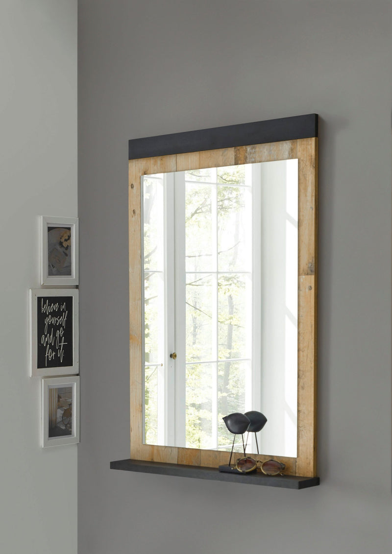 Oglinda Sherwood cu aspect de lemn, design modern 66x95 cm - LunaHome.ro
