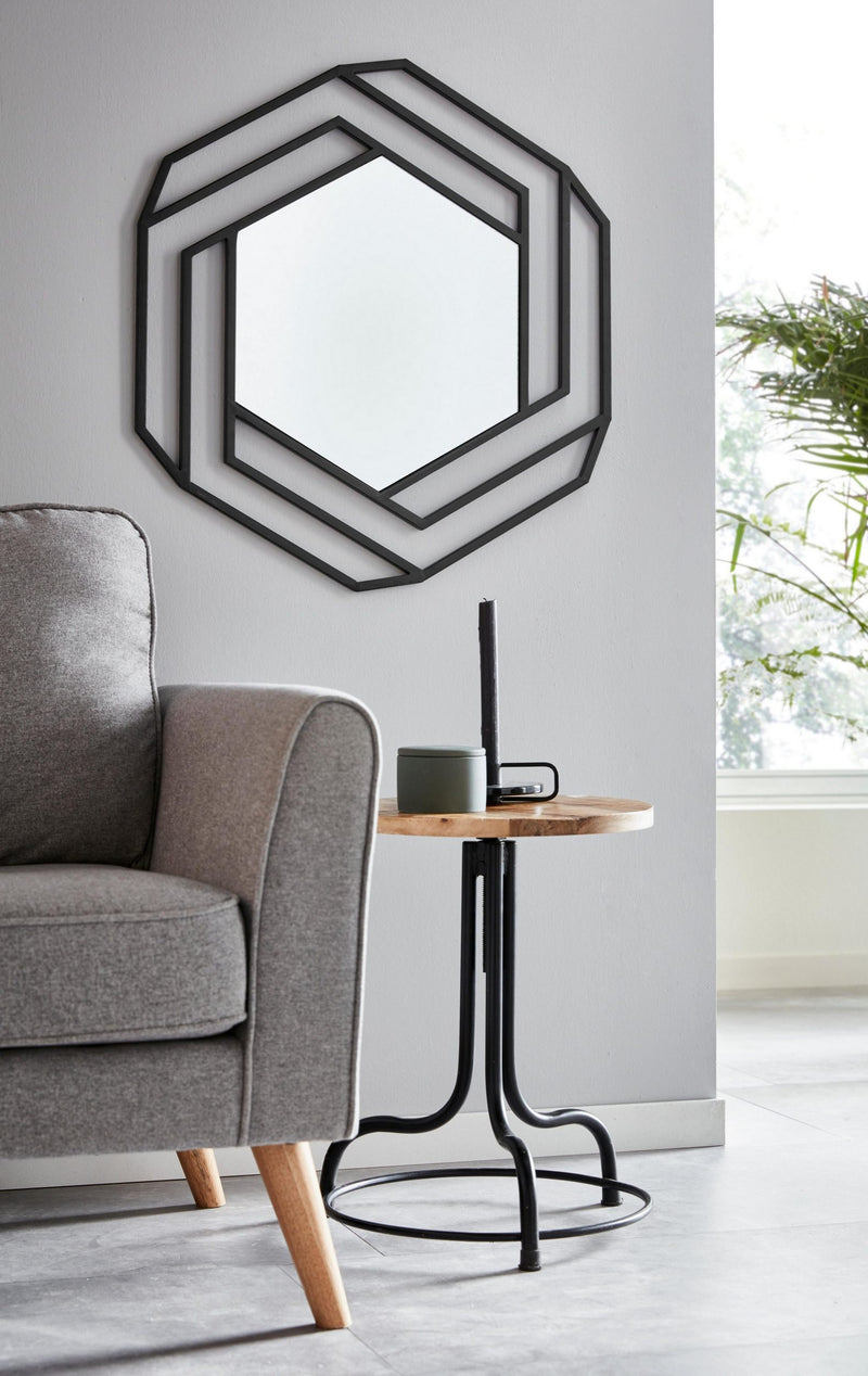 Oglinda decorativa Andas Zandvoort cu rama din metal negru 67x64 cm - LunaHome.ro