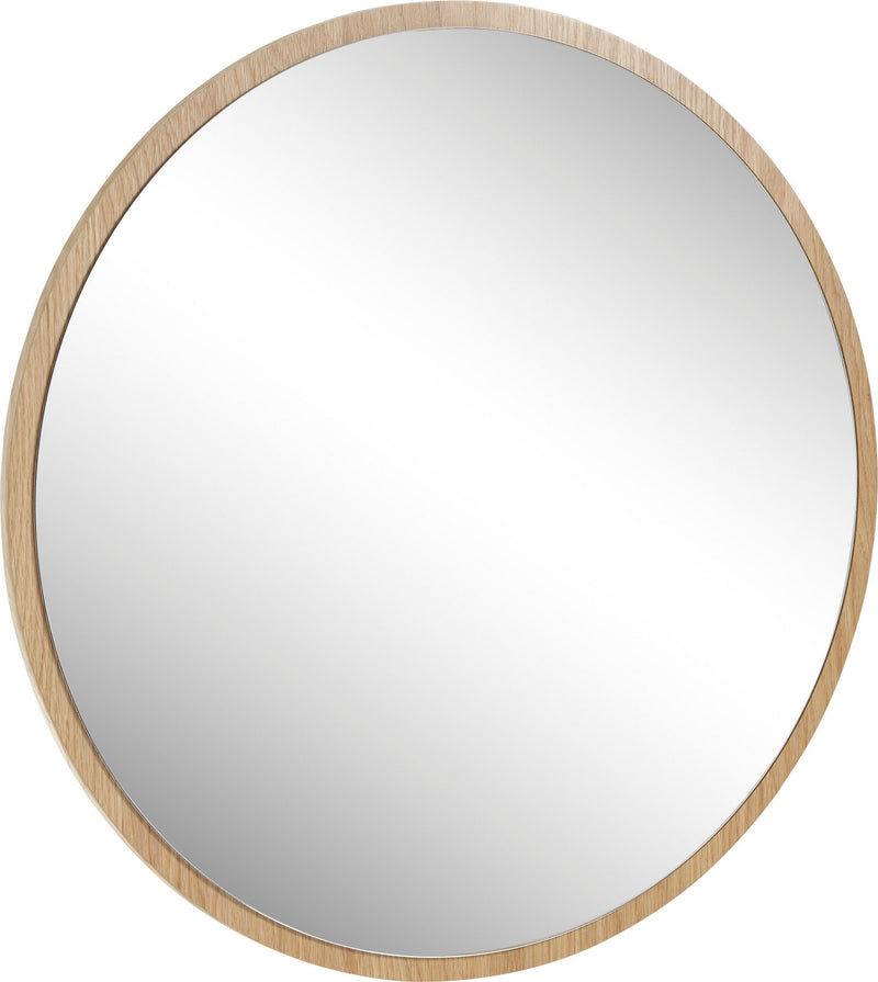 Oglinda de perete cu rama din stejar Agra, 75 cm diametru - LunaHome.ro