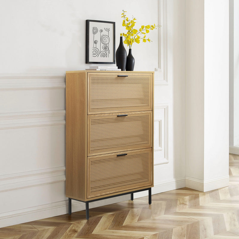 Pantofar Feines cu 3 clape din lemn de frasin si rattan impletit 80 cm - LunaHome.ro