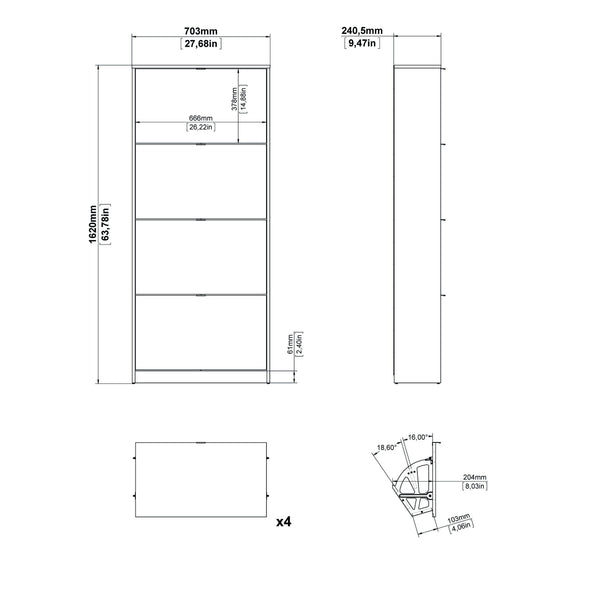 Pantofar Inosign cu 4 clape alb mat 70 cm lățime - LunaHome.ro