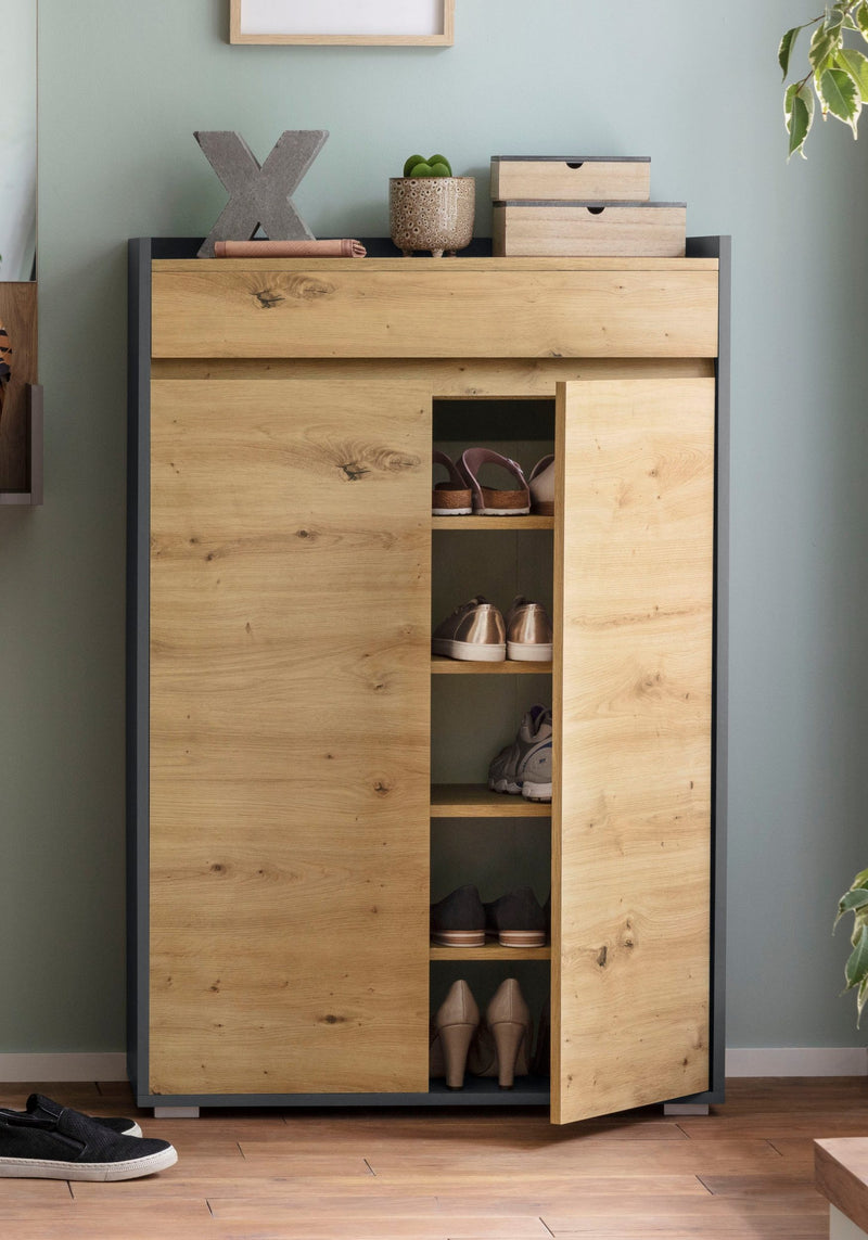 Pantofar Kosmo antracit cu stejar, 80 cm latime - LunaHome.ro