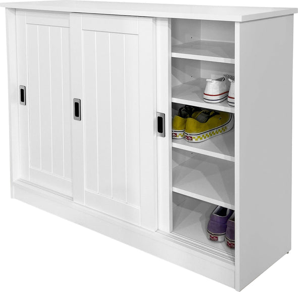 Pantofar Nekso din Mdf alb cu 3 usi, 118 cm latime - LunaHome.ro