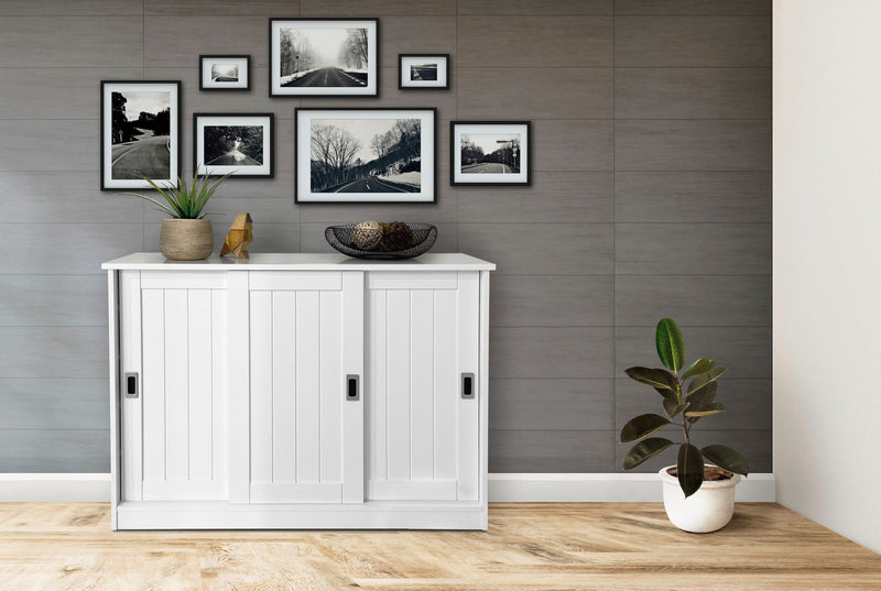 Pantofar Nekso din Mdf alb cu 3 usi, 118 cm latime - LunaHome.ro