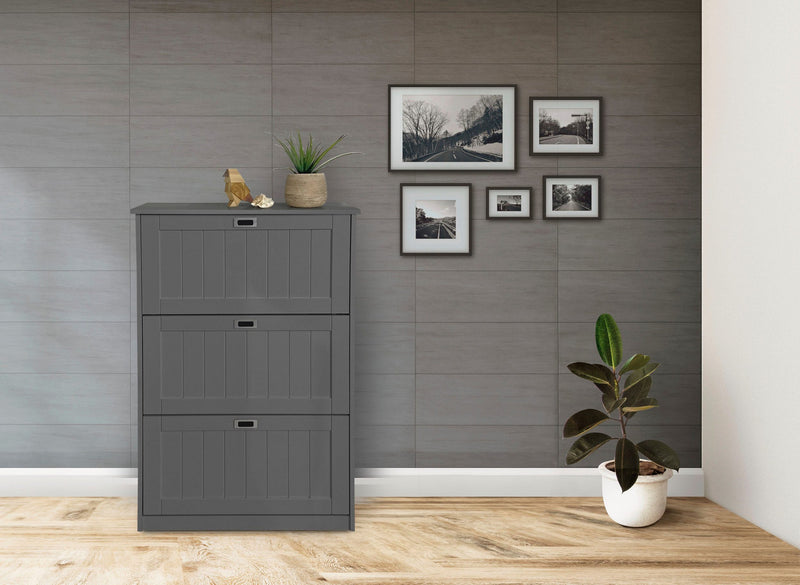 Pantofar Nekso gri cu 3 clape din Mdf, 83 cm lățime - LunaHome.ro
