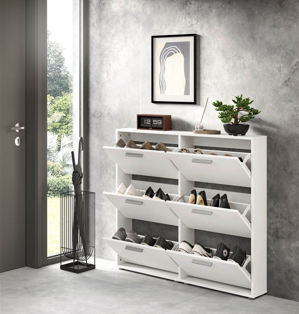 Pantofar Sam alb cu 6 clapete design modern, 116 cm lățime - LunaHome.ro
