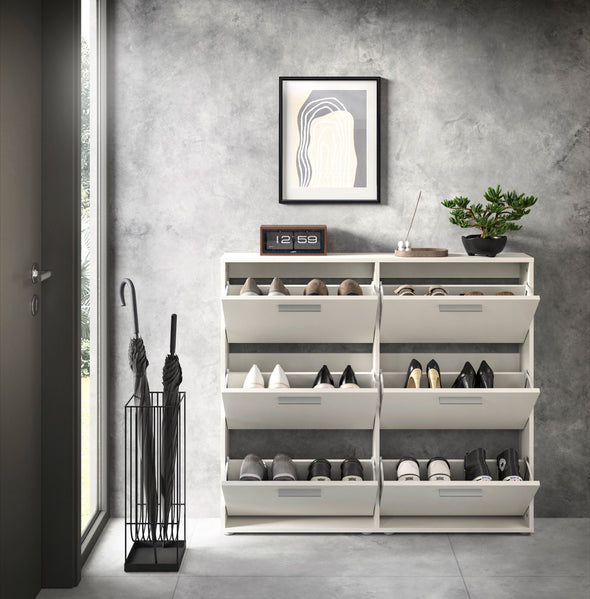 Pantofar Sam alb cu 6 clapete design modern, 116 cm lățime - LunaHome.ro