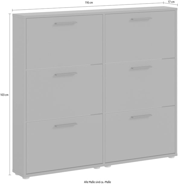 Pantofar Sam alb cu 6 clapete design modern, 116 cm lățime - LunaHome.ro