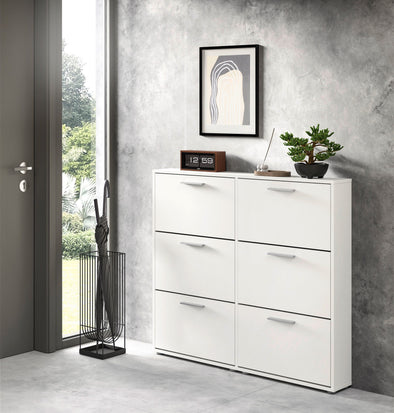 Pantofar Sam alb cu 6 clapete design modern, 116 cm lățime