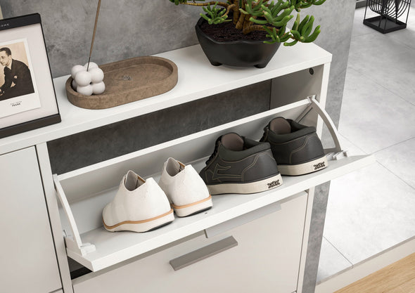 Pantofar Sam alb cu 6 clapete design modern, 116 cm lățime - LunaHome.ro