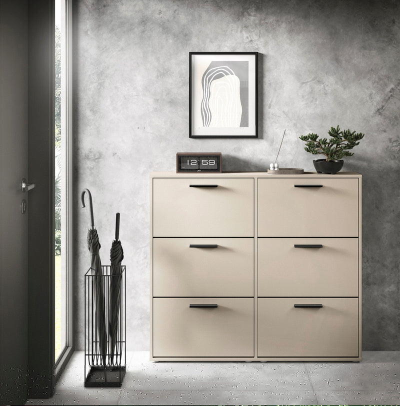 Pantofar Sam bej cașmir cu 6 clapete design modern, 116 cm lățime - LunaHome.ro