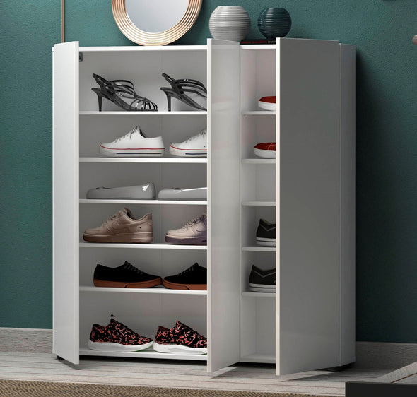 Pantofar Tozzi alb lucios cu 3 usi, 110 cm latime - LunaHome.ro