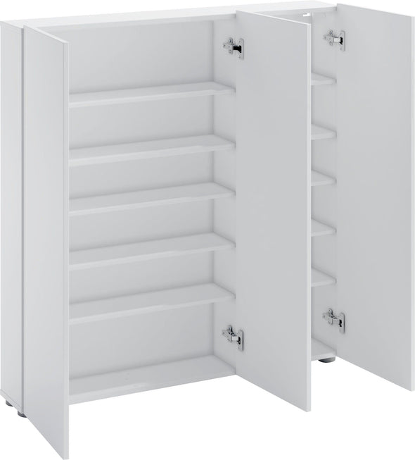 Pantofar Tozzi alb lucios cu 3 usi, 110 cm latime - LunaHome.ro