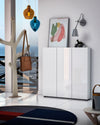 Pantofar Tozzi alb lucios cu 3 usi, 110 cm latime - LunaHome.ro
