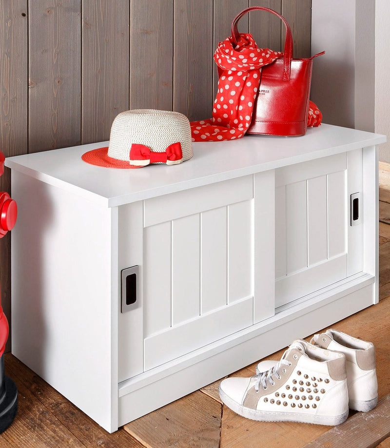 Pantofar banchetă Nekso din MDF alb 83 cm lățime - LunaHome.ro