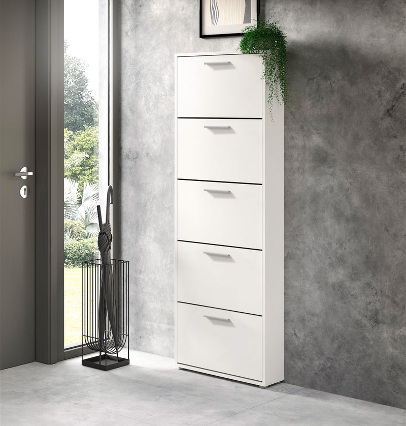 Pantofar pentru hol Sam alb cu 5 clape 59 cm lățime - LunaHome.ro