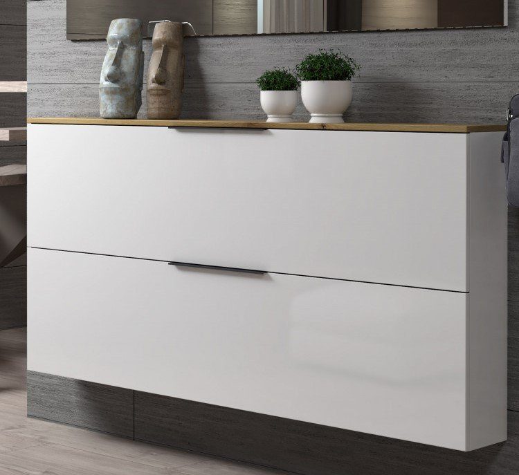 Pantofar suspendat Space cu fronturi albe 160 cm lățime - LunaHome.ro