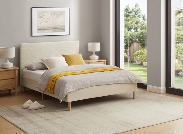 Pat Armandine cu tăblie din velur reiat bej 140x200 cm - LunaHome.ro