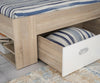 Pat Bob cu sertare si noptiere incluse alb cu stejar, 140x200 cm - LunaHome.ro