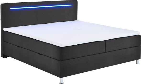 Pat Boxspring Candela cu iluminare si depozitare 180x200 cm