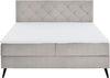 Pat Boxspring Leo2 bej cu saltele, topper, depozitare 180x200 cm