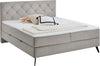 Pat Boxspring Leo2 bej cu saltele, topper, depozitare 180x200 cm