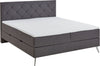 Pat Boxspring Leo2 gri cu saltele, topper, depozitare 180x200 cm